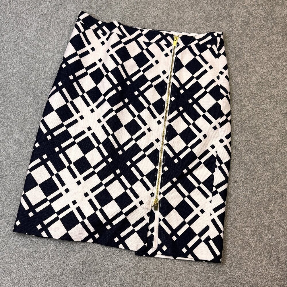 - Talbots Black & White Geometric Pencil Skirt Front Zip US 10P  - U2395